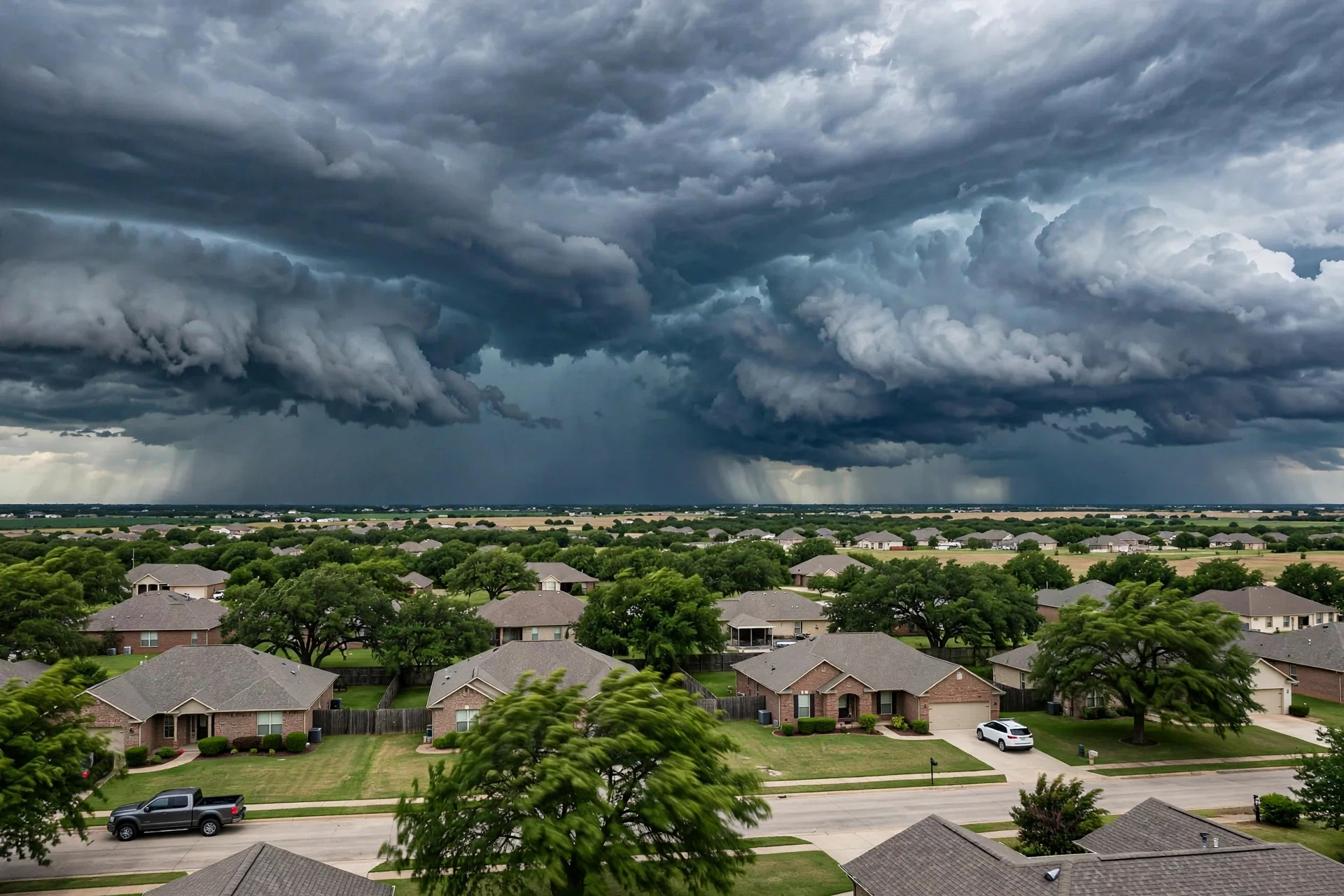 Severe storm clouds over Owasso, Oklahoma during hail season
